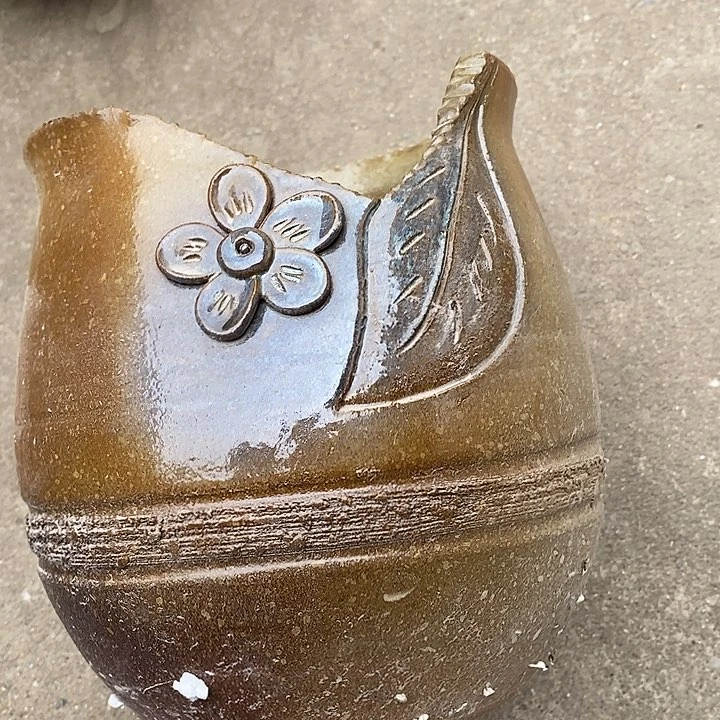 紫砂花盆高20口16手工无孔