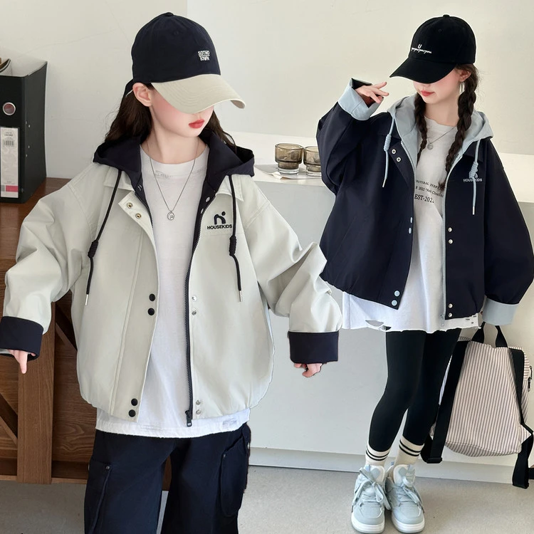 女童休闲外套春秋季新款中大童连帽夹克儿童时尚洋气秋装4-15岁12