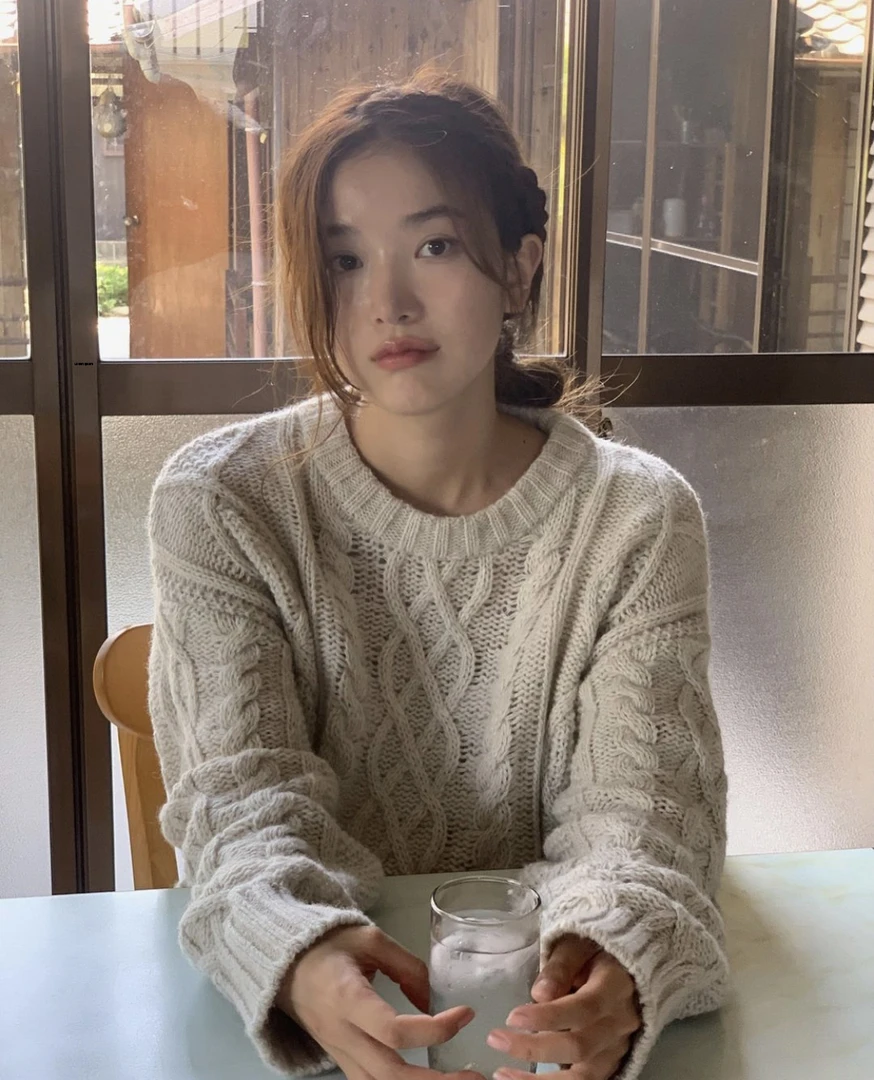 the barnnet 纯色麻花圆领毛衣女慵懒风软糯韩系秋冬高级感针织衫