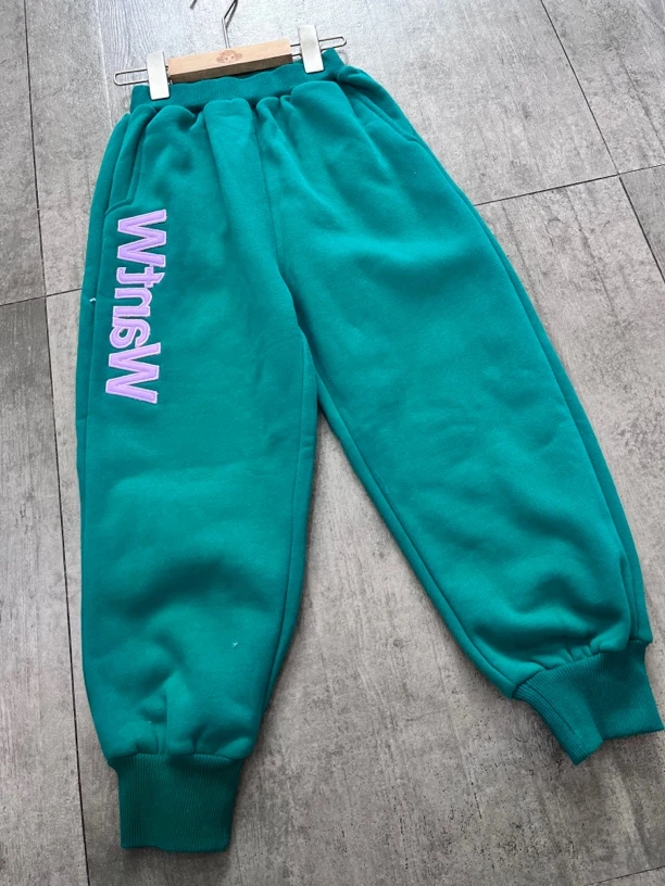 卷毛桃秋冬加绒字母卫裤