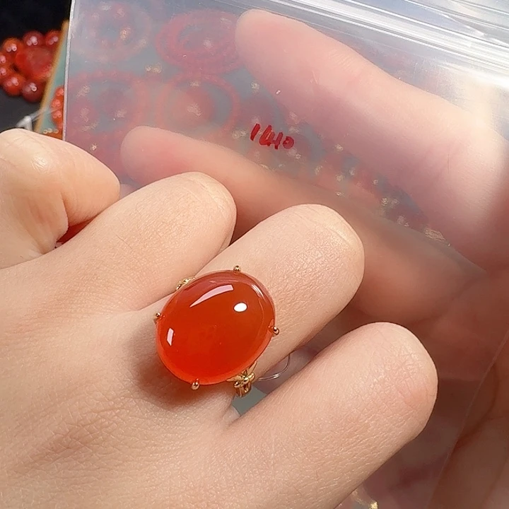 南红玛瑙银S925镶嵌冰红