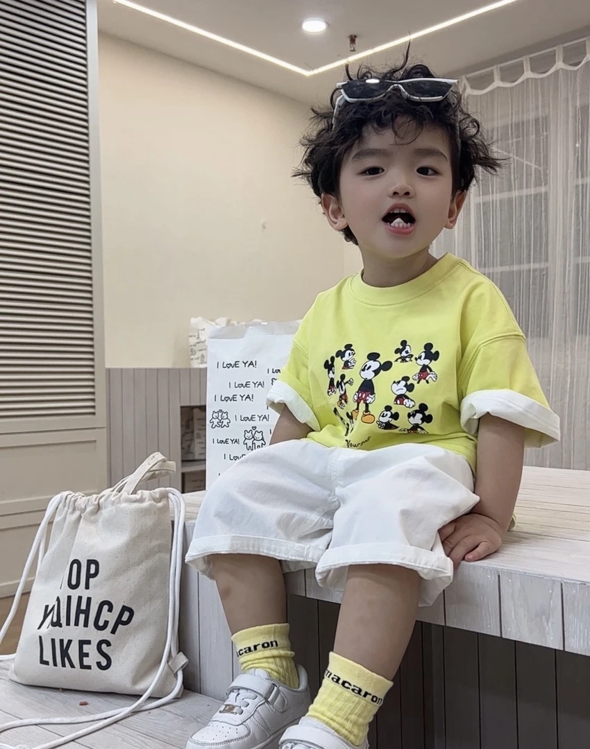 【棉逗熊夏款】男童韩版夏季休闲中大童百搭米奇裤子-15208