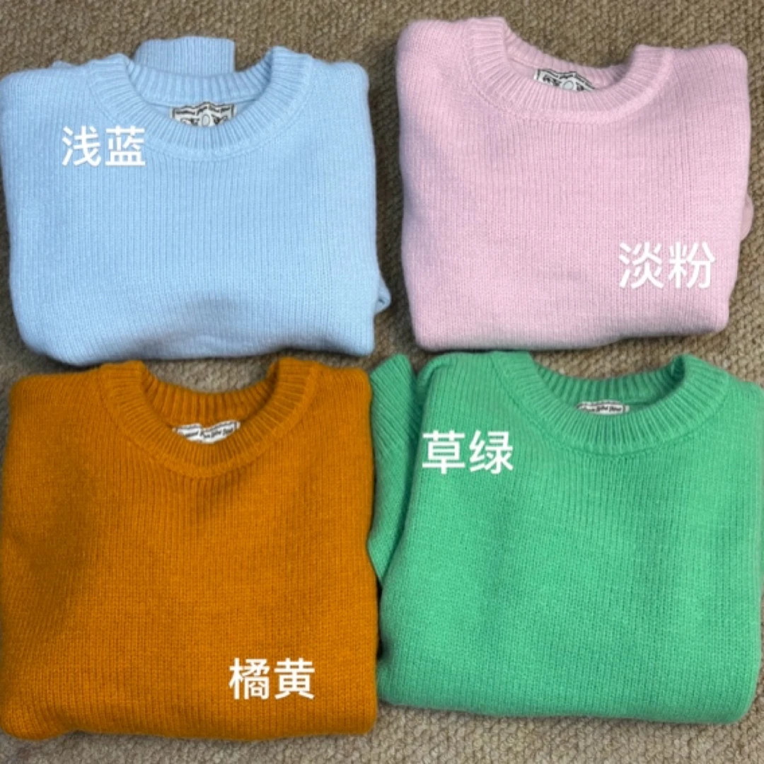 【HDL】2025宽松型常规袖圆领纯色针织衫时尚韩版秋冬