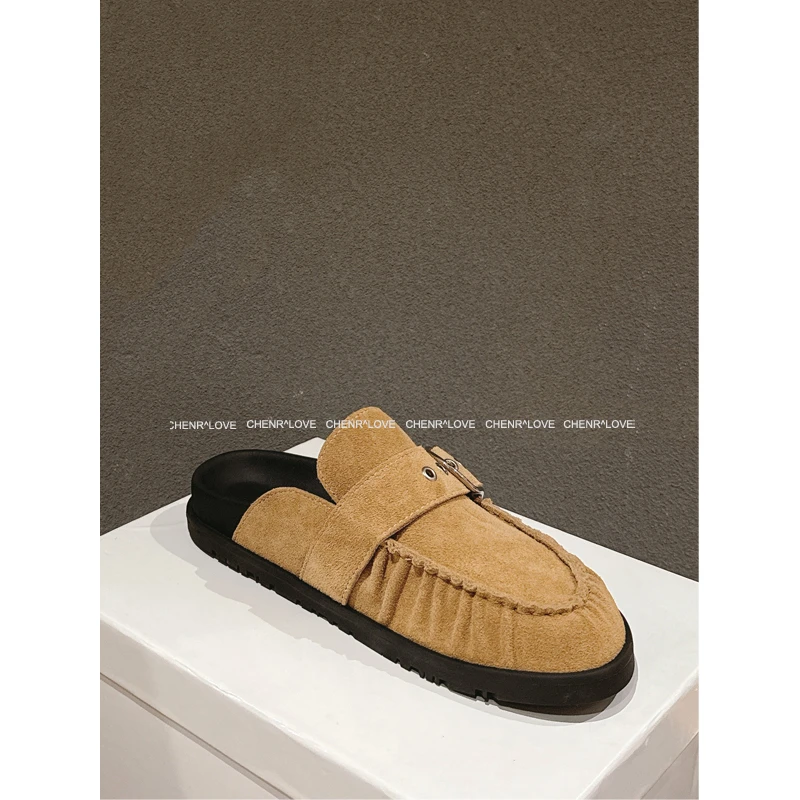 【 CHEN】休闲半拖百搭H家包头半拖鞋女懒人一脚蹬穆勒半拖勃肯拖鞋