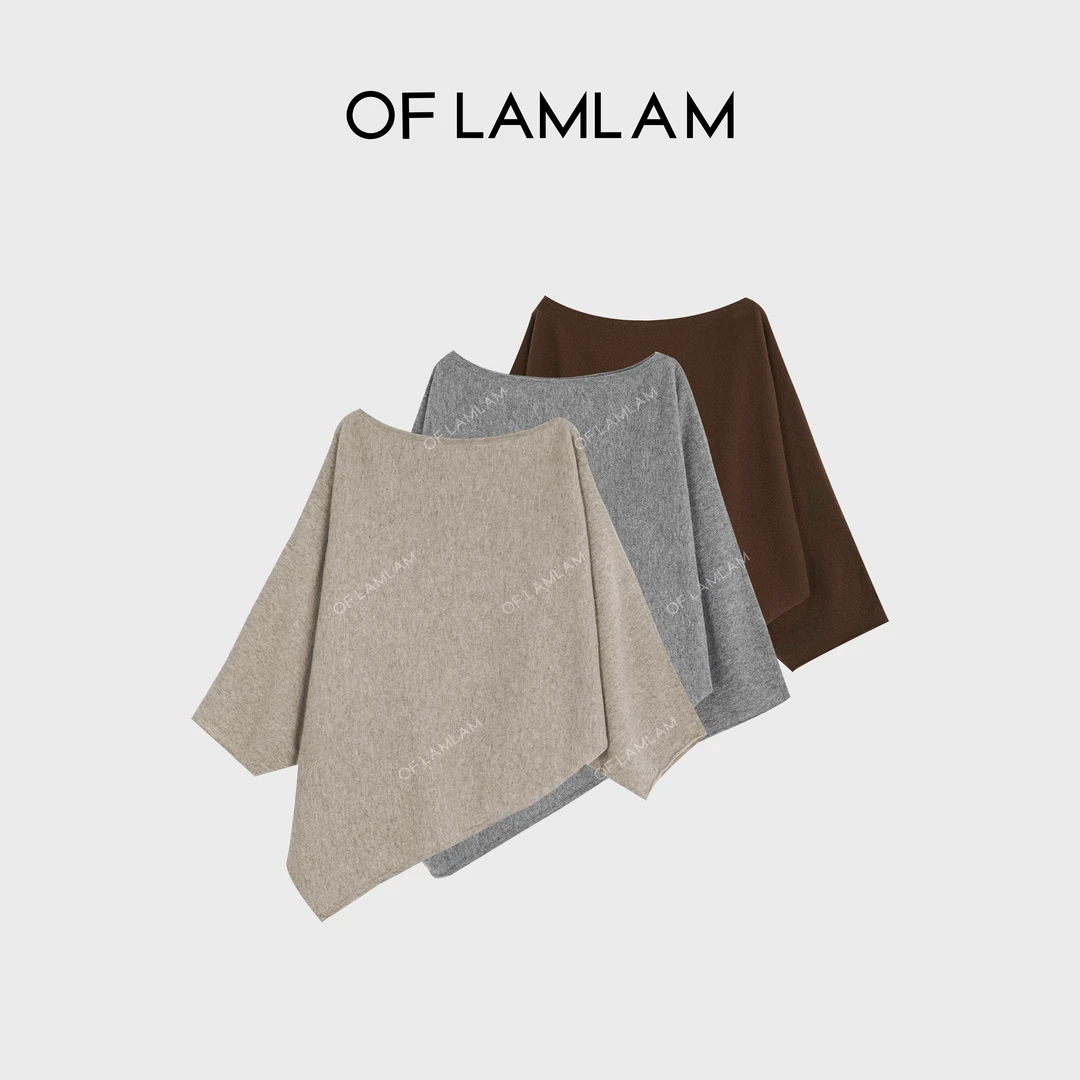 “解构美学”澳洲进口100%美丽诺羊毛一字领针织T恤OFLAMLAM MM072G
