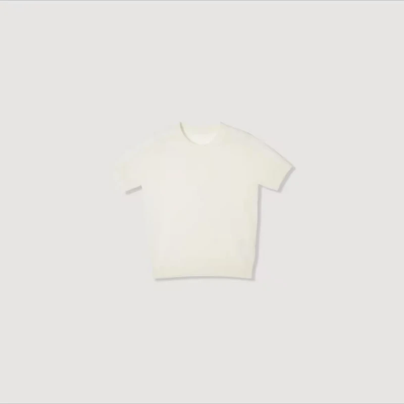 亦雯【青丝散】L*P原版亚麻天丝镂空圆领针织T恤休闲极简老钱风