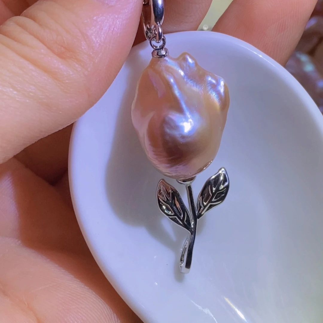 银S925镶嵌淡水珍珠天然淡水珍珠无染色无优化