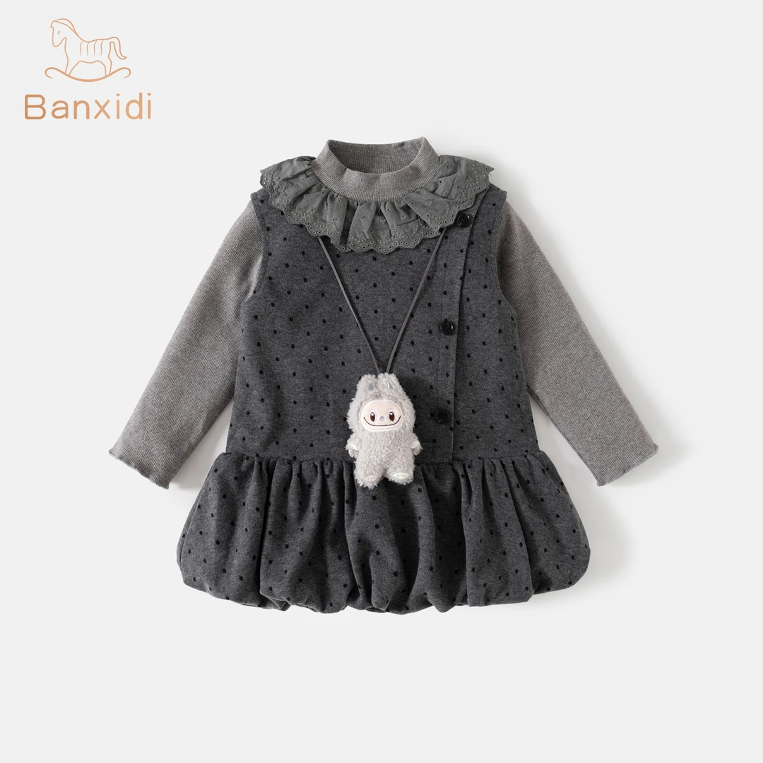 班喜迪连衣裙秋冬装洋气女宝宝公主裙周岁礼服新款套装儿童背带裙