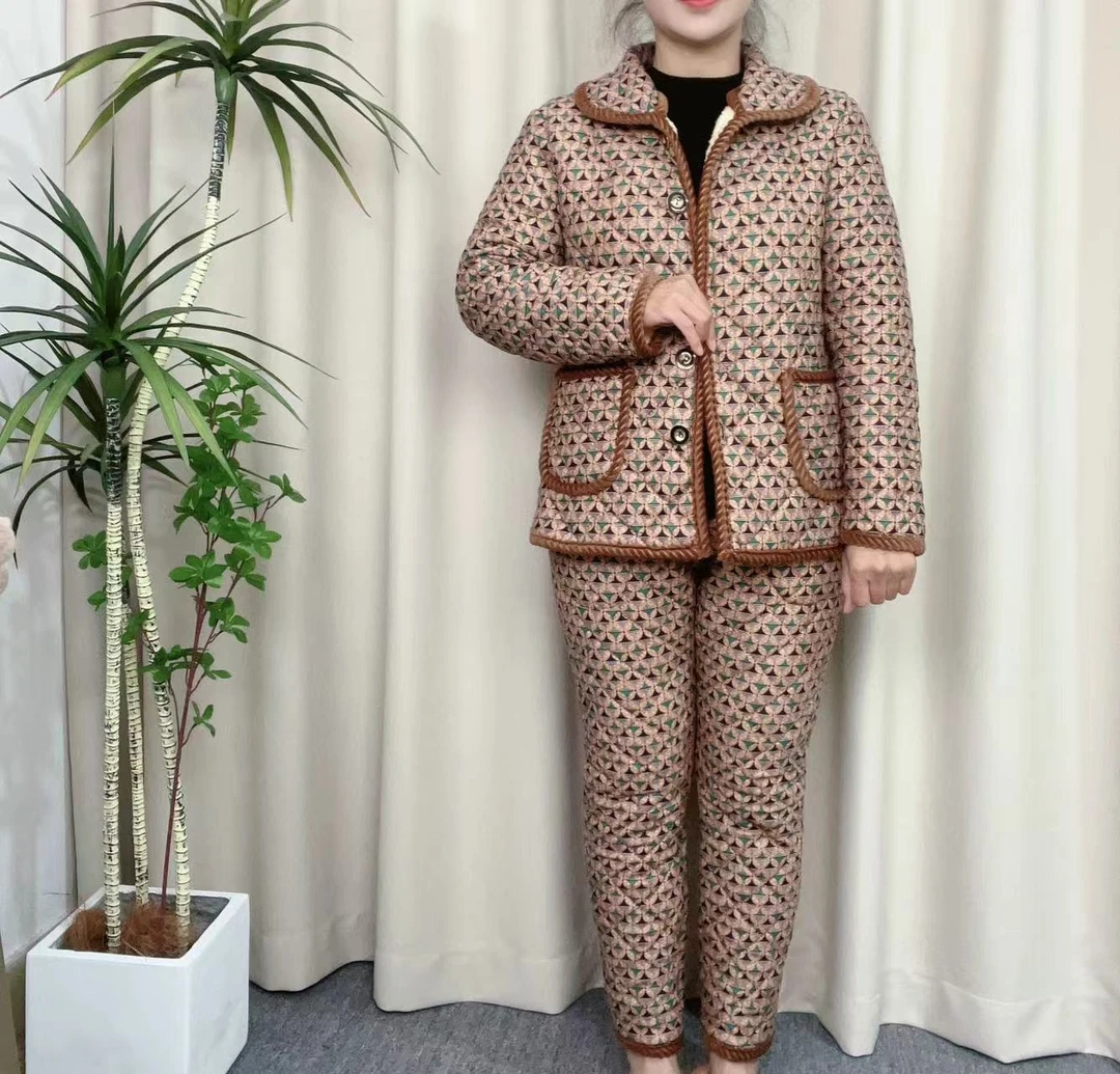 矮个子小码棉衣妈妈套装