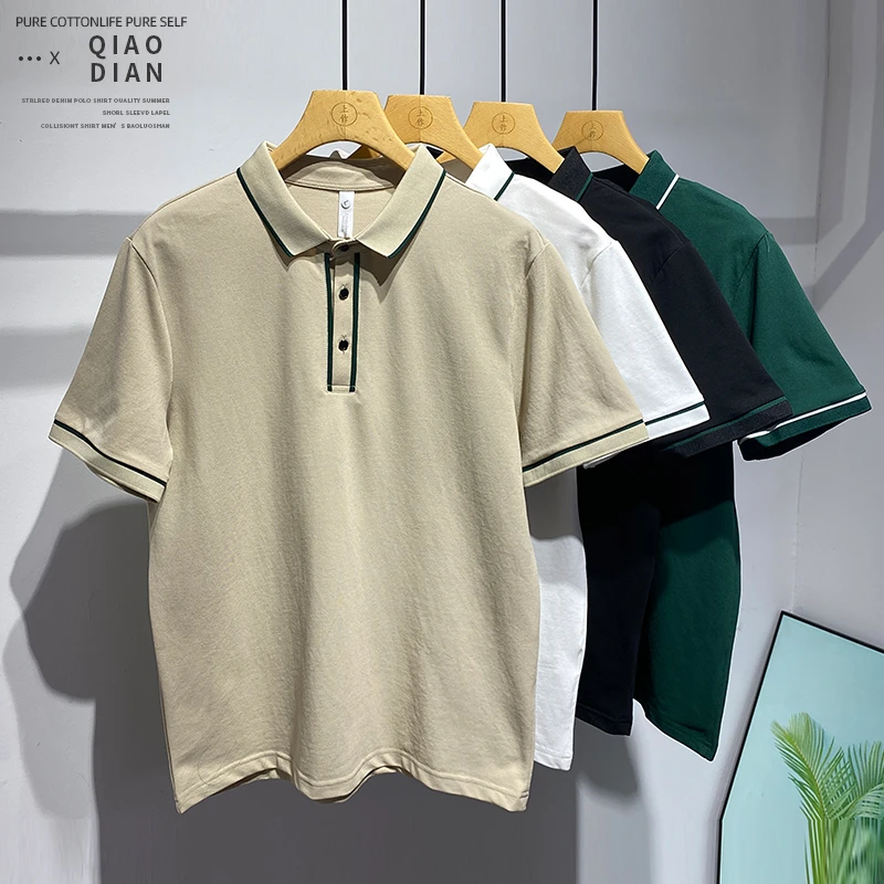 潮流时尚百搭轻奢风设计宽松透气上衣春夏男士休闲帅气短袖Polo衫