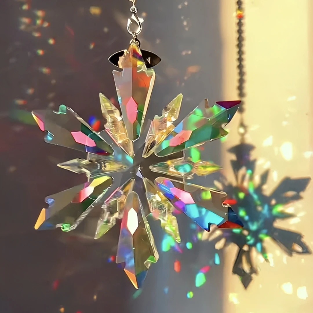 太阳捕手挂件棱镜立方水晶体雪花创意流光玫瑰花汽车平安水晶挂件