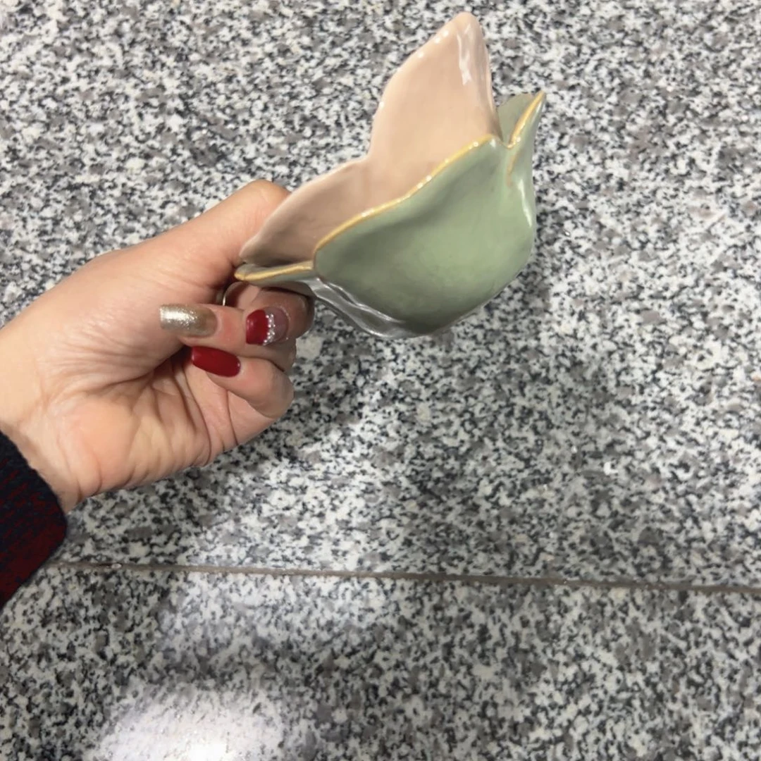 瓷'****.日式花朵窑变蘸料碟微瑕