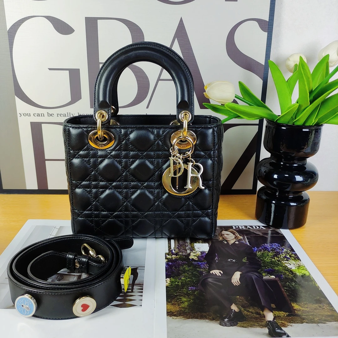 99新 DIOR/迪奥  迪奥/Dior 黑金四格戴妃包