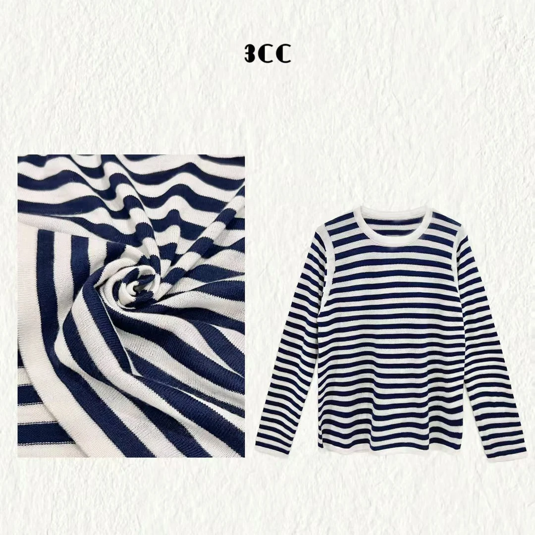 3CC【日不落海魂衫】条纹撞色拼接针织衫经典海魂衫圆领上衣87030