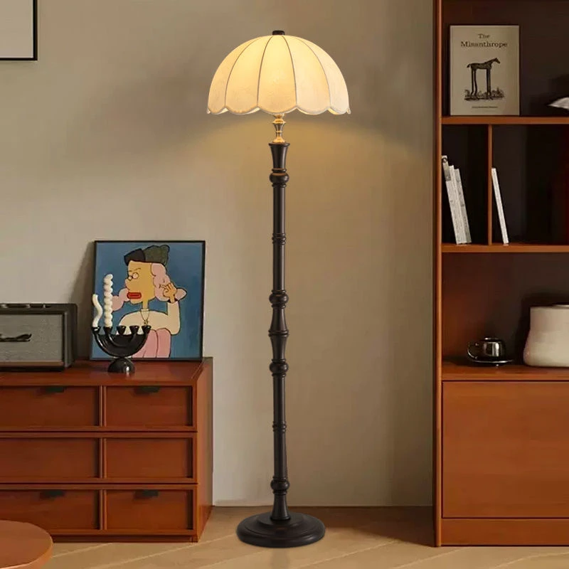 竹节装饰落地灯客厅沙发法式复古实木中古风氛围灯卧室床头灯台灯