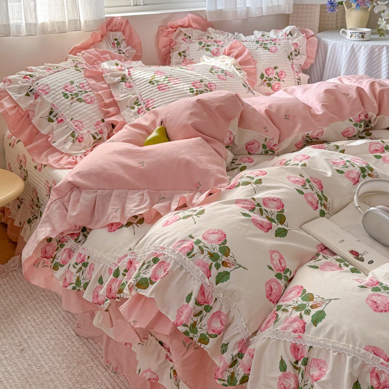 冬梧严选┃柏林公主春季新款韩式床上全棉纯棉亲肤床盖四件套