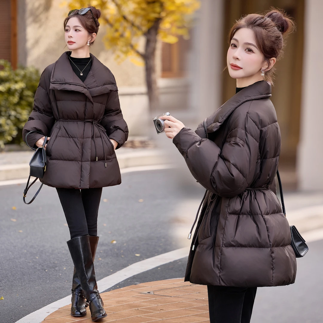 2026羽绒服冬季中长款面包服宽松加厚外出新款高级外套干练总裁潮