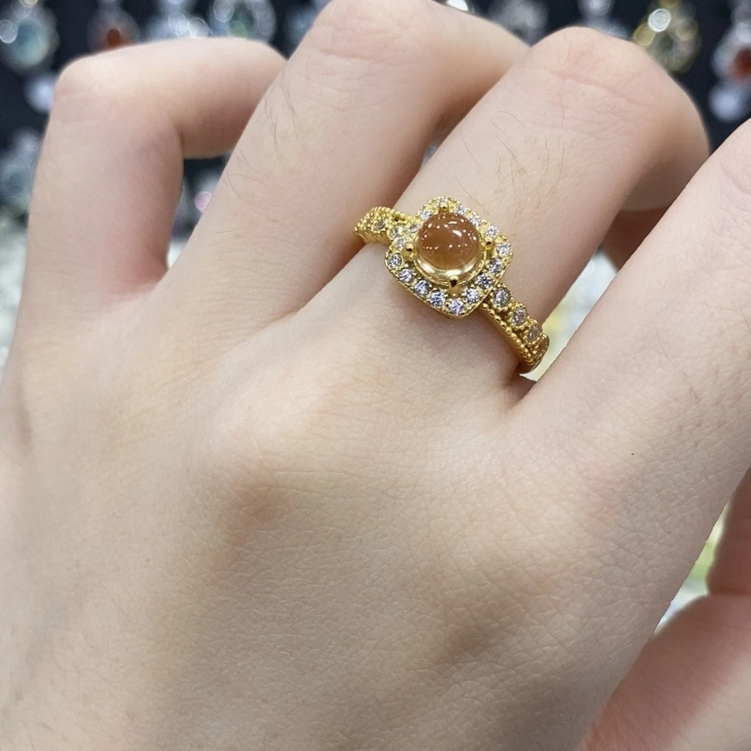 戒指黄晶银S925镶嵌