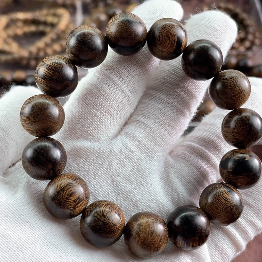 沉香手串极**越南芽庄白棋虎斑留疤