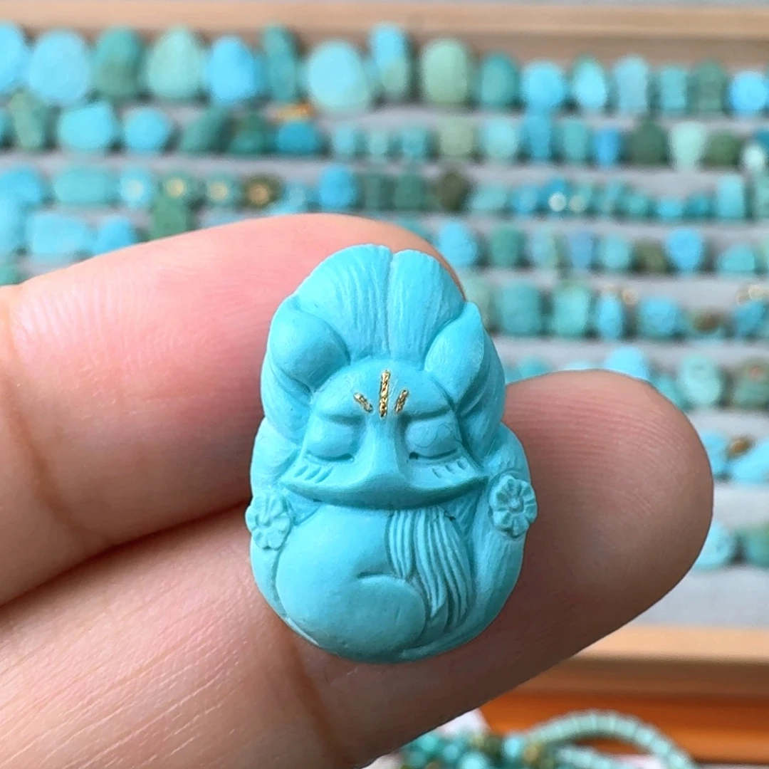 足金镶嵌绿松石珠宝奇石凤九