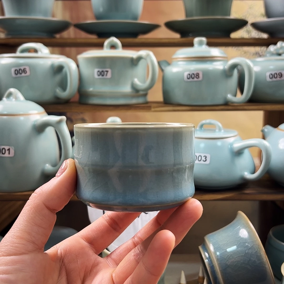 天蓝釉水竹节杯福利价