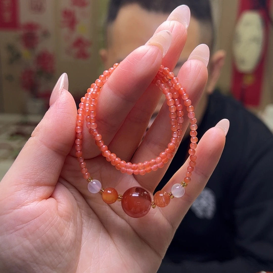 南红玛瑙未镶嵌14mm单珠冰飘