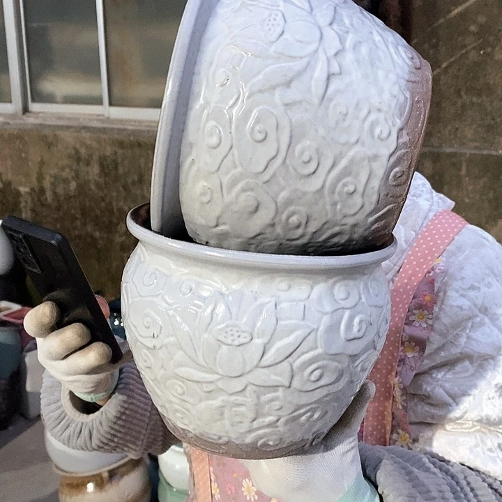紫砂花盆瑕疵口20高16