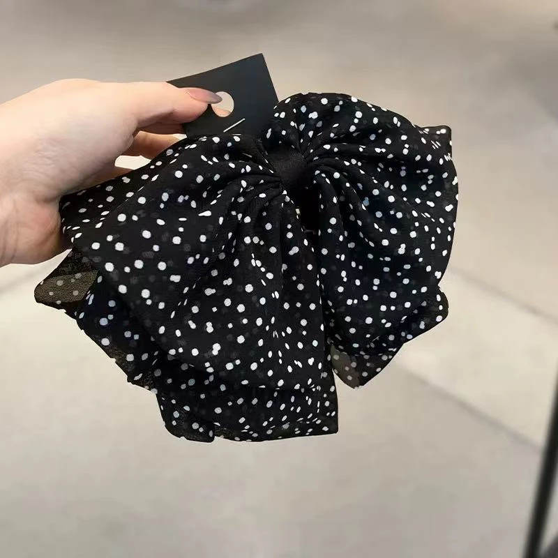 专属 法式波点绢纱蝴蝶结马尾抓夹后脑勺礼服发饰