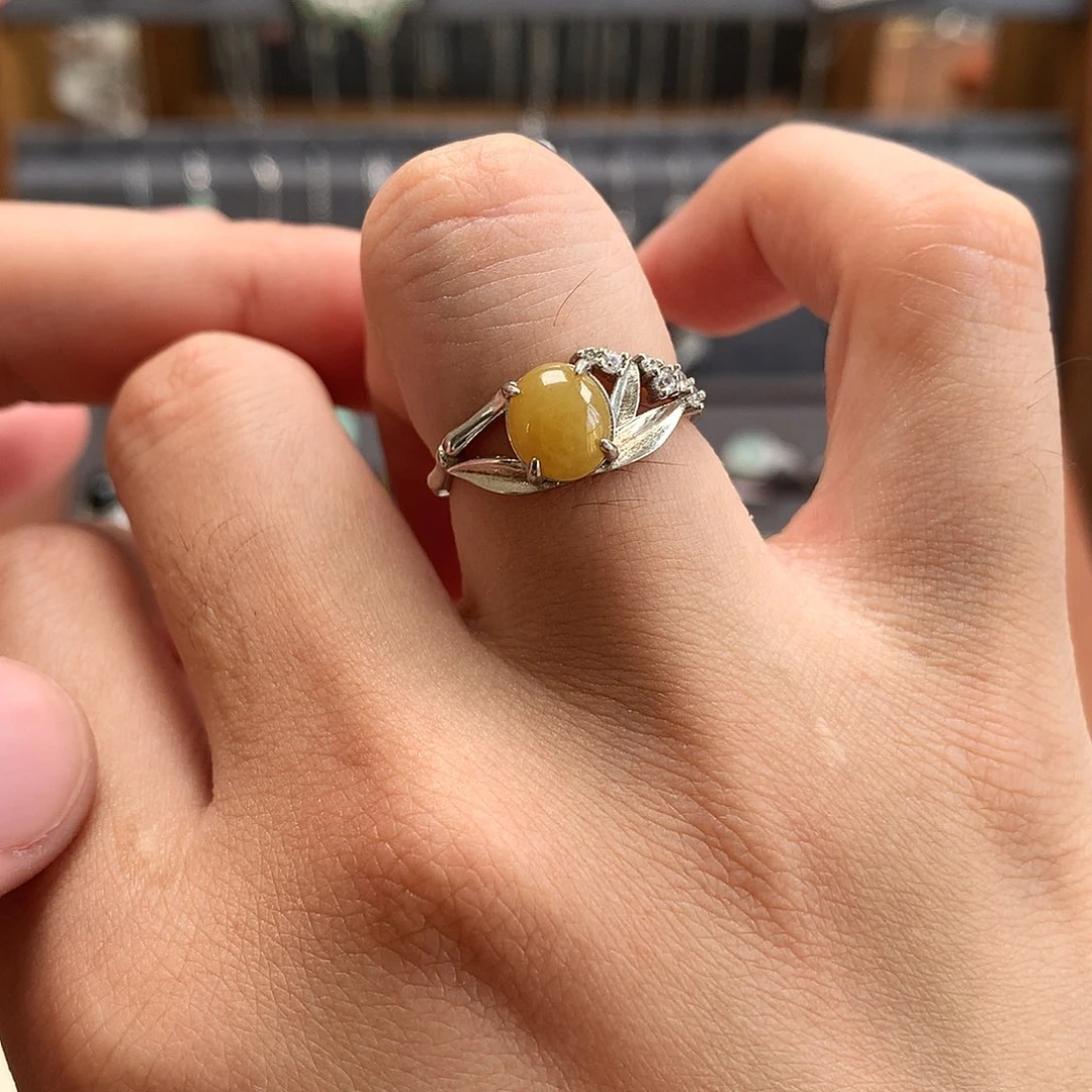 翡翠戒指银S925镶嵌0063