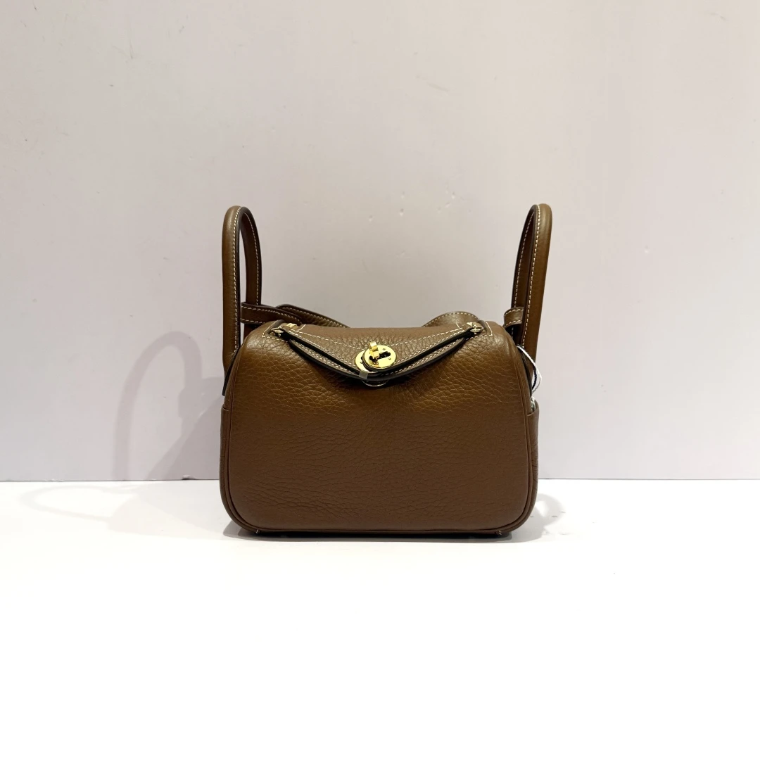 99新 Hermes/爱马仕 蔚蓝/mini lindy金棕金扣 Z刻