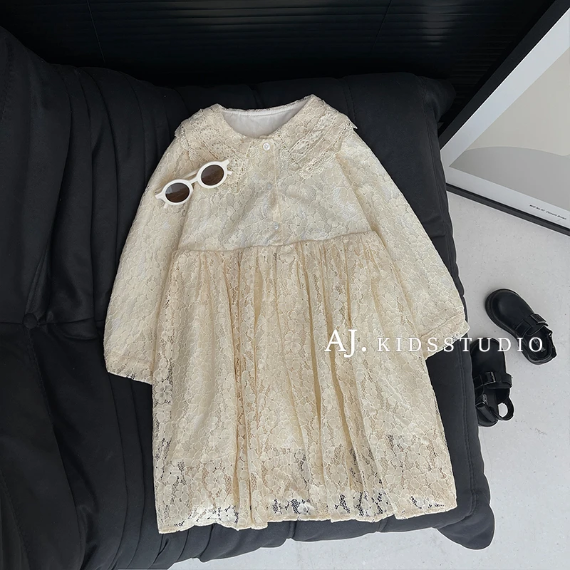 Q现货-春秋装女童韩版小香风蕾丝淑女连衣裙HDK3848-1