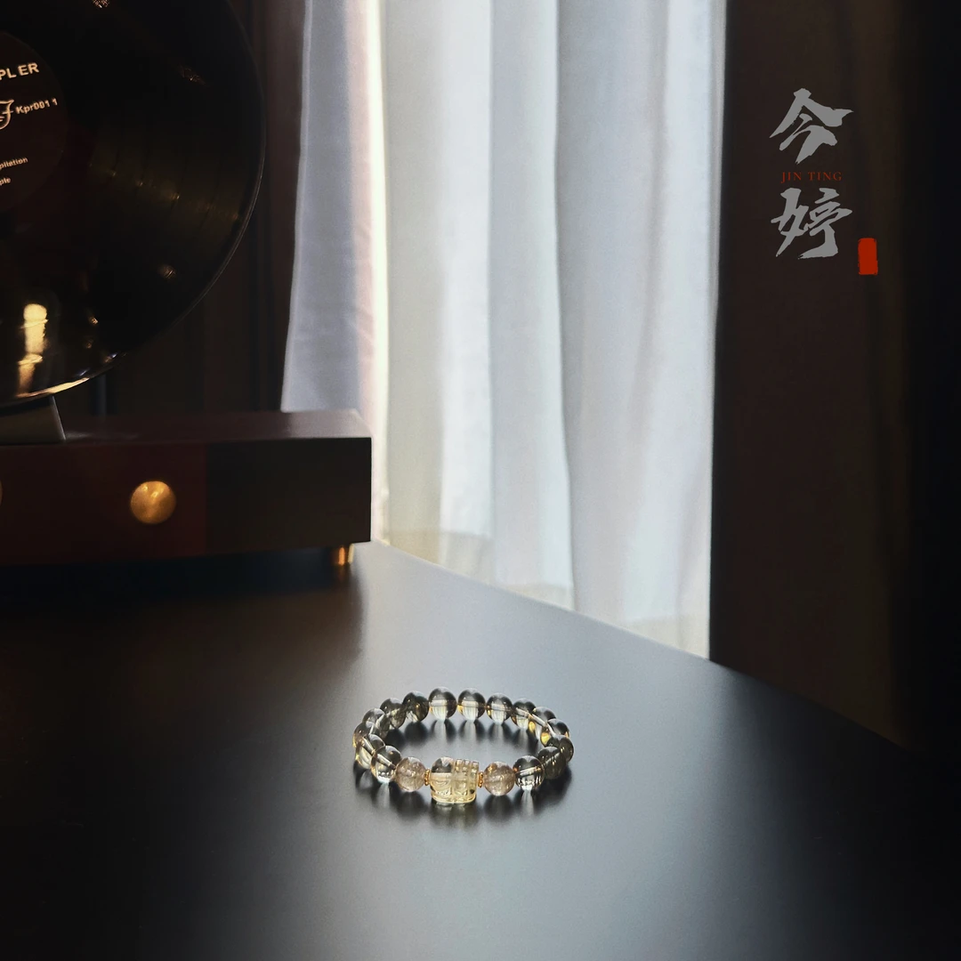 925银手链 韩系简约小众透明绿色珠珠貔貅单圈手链手串-HT2500732