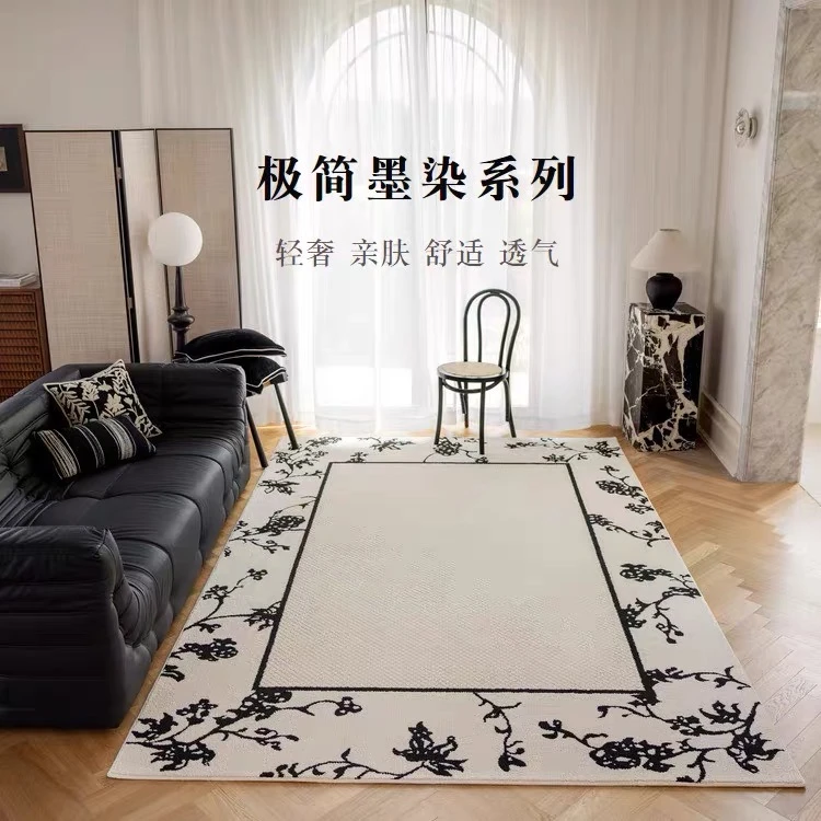 花园之境防水硅藻丝客厅地毯高级法式家用轻奢奶油免洗卧室茶几毯