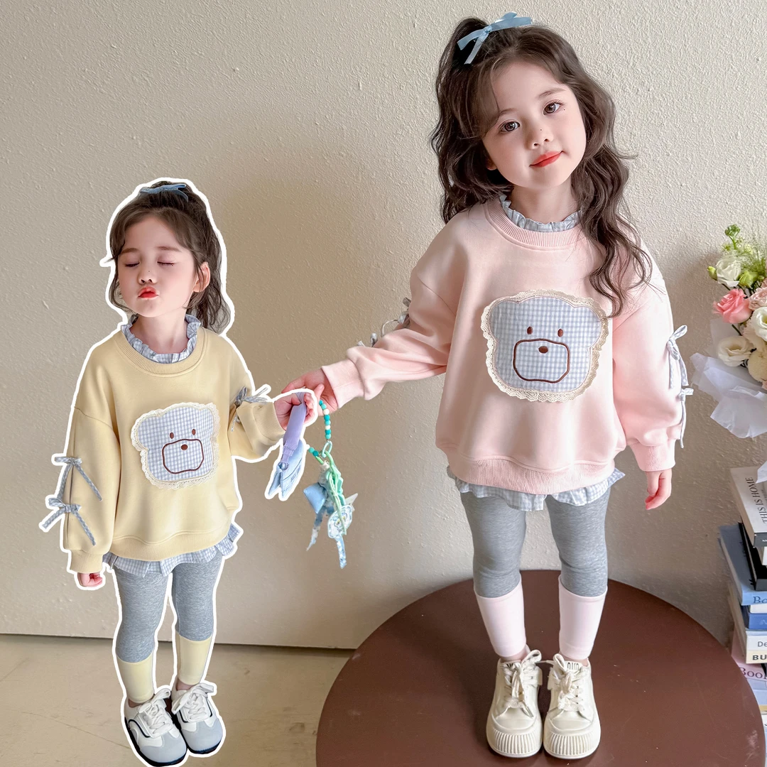 女童套装洋气甜美儿童卫衣打底裤两件套小女孩宝宝春秋装2025新款