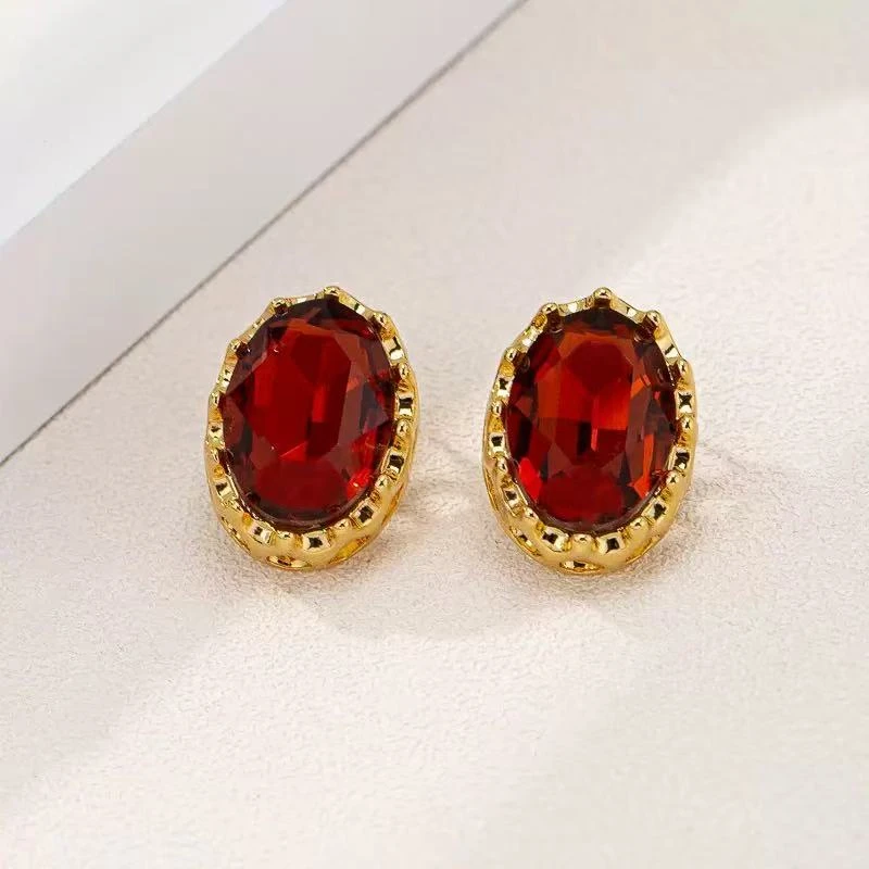 铜合金耳饰 103匙简约气质饰品黑色几何圆形耳钉时尚