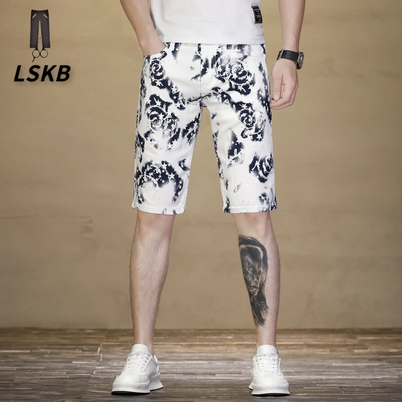 印花白色薄款裤休闲男士男士短裤男款爆款痞帅慵懒风男装