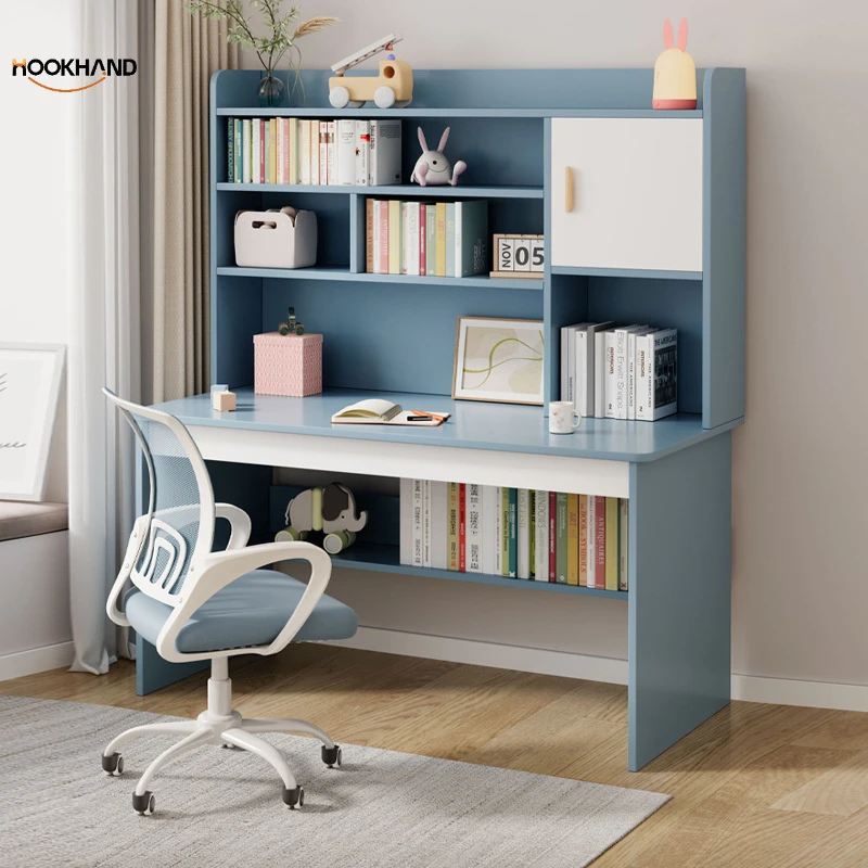 书桌书架一体桌学生卧室学习写字桌套装家用简约电脑桌储物柜