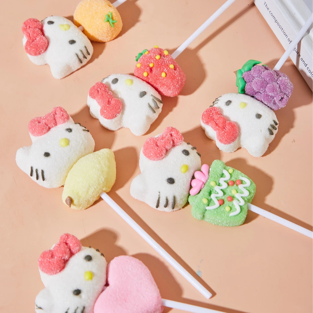 Hello Kitty水果味串串棉花糖棒棒糖儿童礼物可爱造型糖果小零食