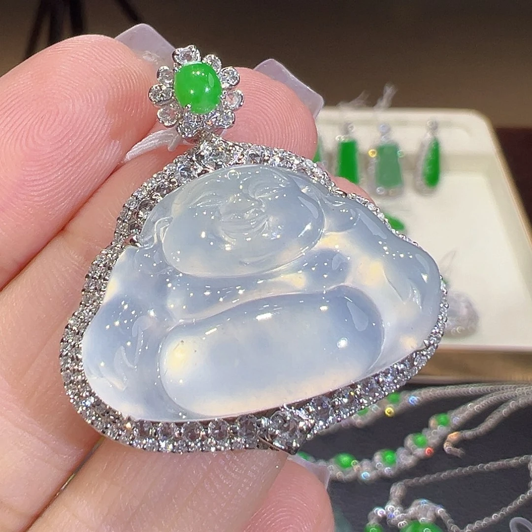 翡翠18K金镶嵌吊坠(不含链)翡翠