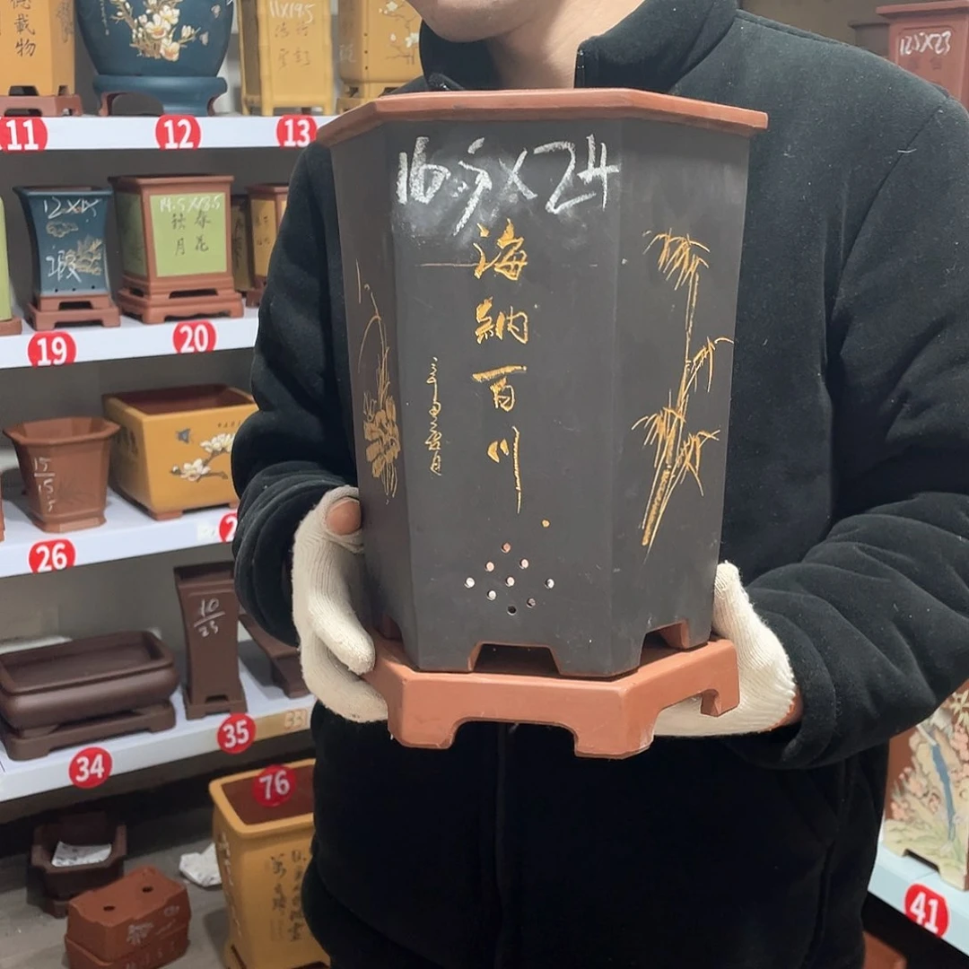 紫砂天心紫砂手工花盆