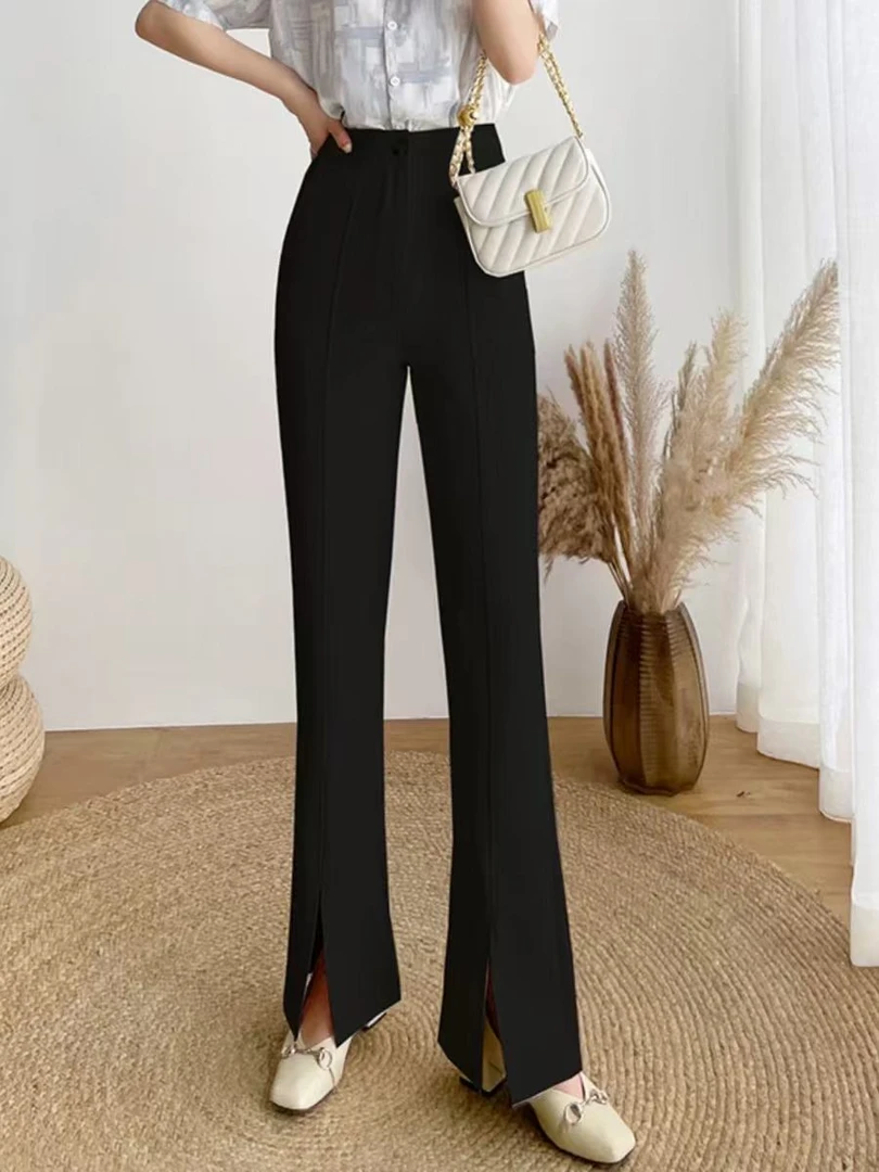 2025新款微喇叭裤开叉阔腿裤子A040