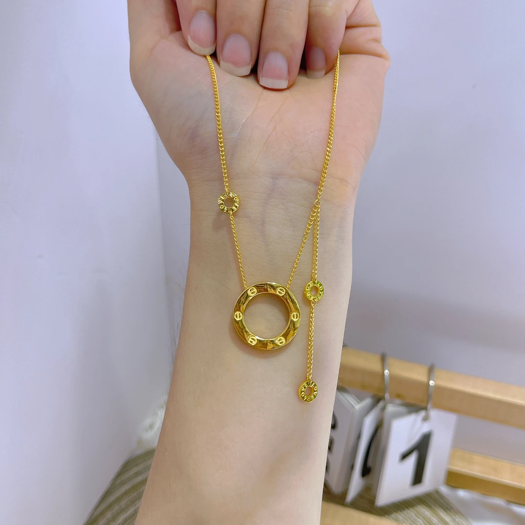 5G工艺足金999经典款简约大饼套链