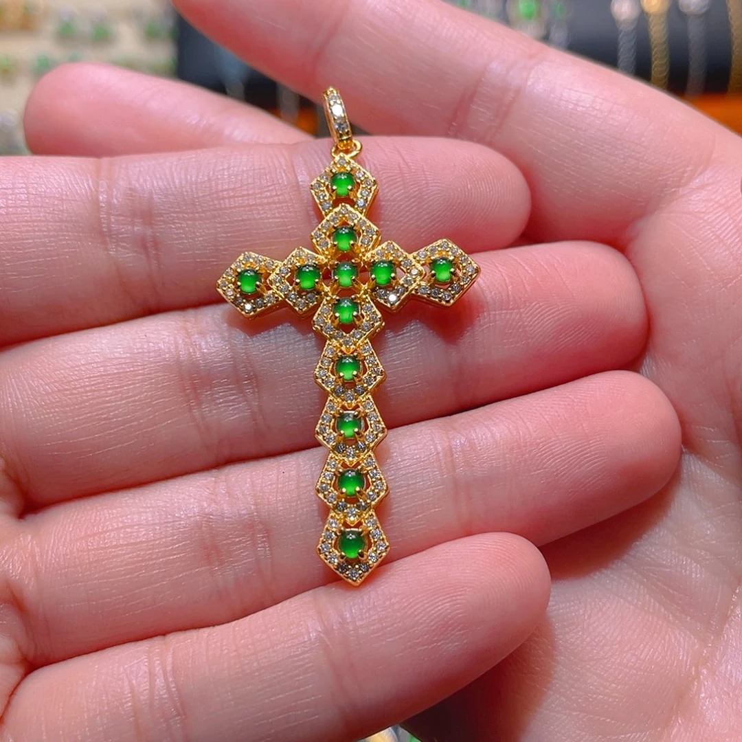 翡翠银S925镶嵌吊坠(不含链)