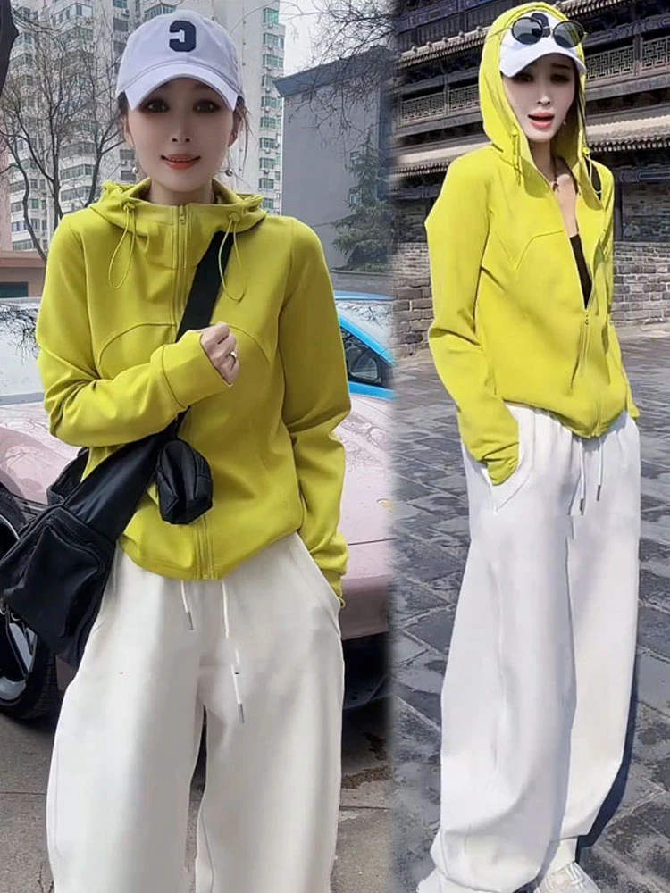 时尚休闲套装女2025秋季新款时髦洋气连帽开衫卫衣运动裤两件套潮