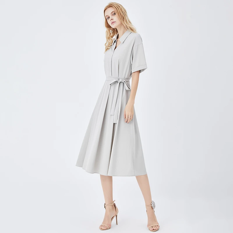 莱赛尔连衣裙女极简法式法式气质V领高级感裙子