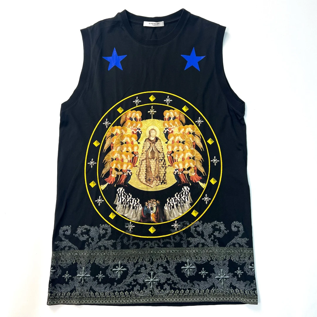95新 Givenchy/纪梵希 xs码/人物印花黑色无袖背心/05129