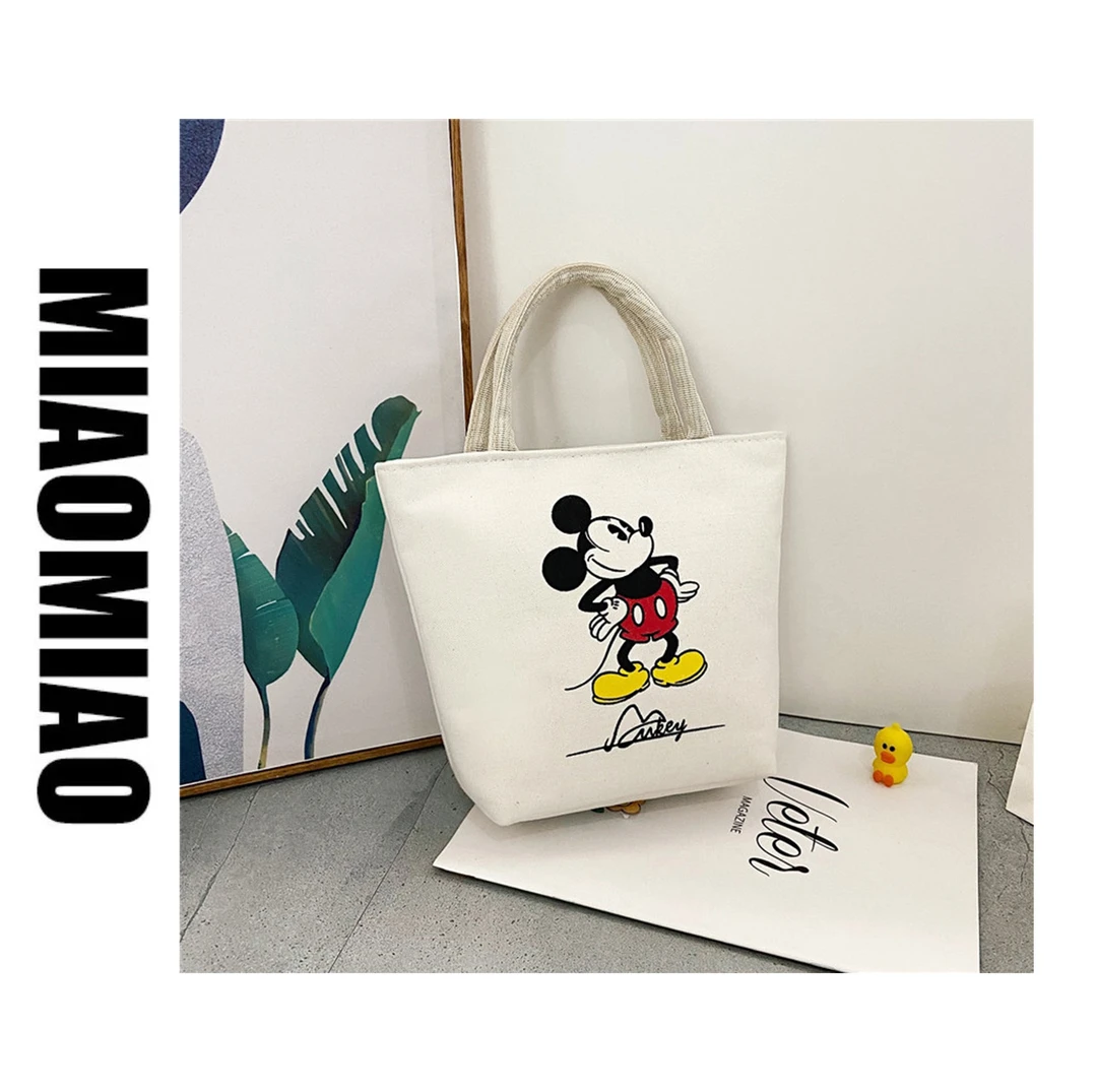 【苗苗】8001帆布卡通手提包简约可爱饭女士手提饭盒袋帆布包