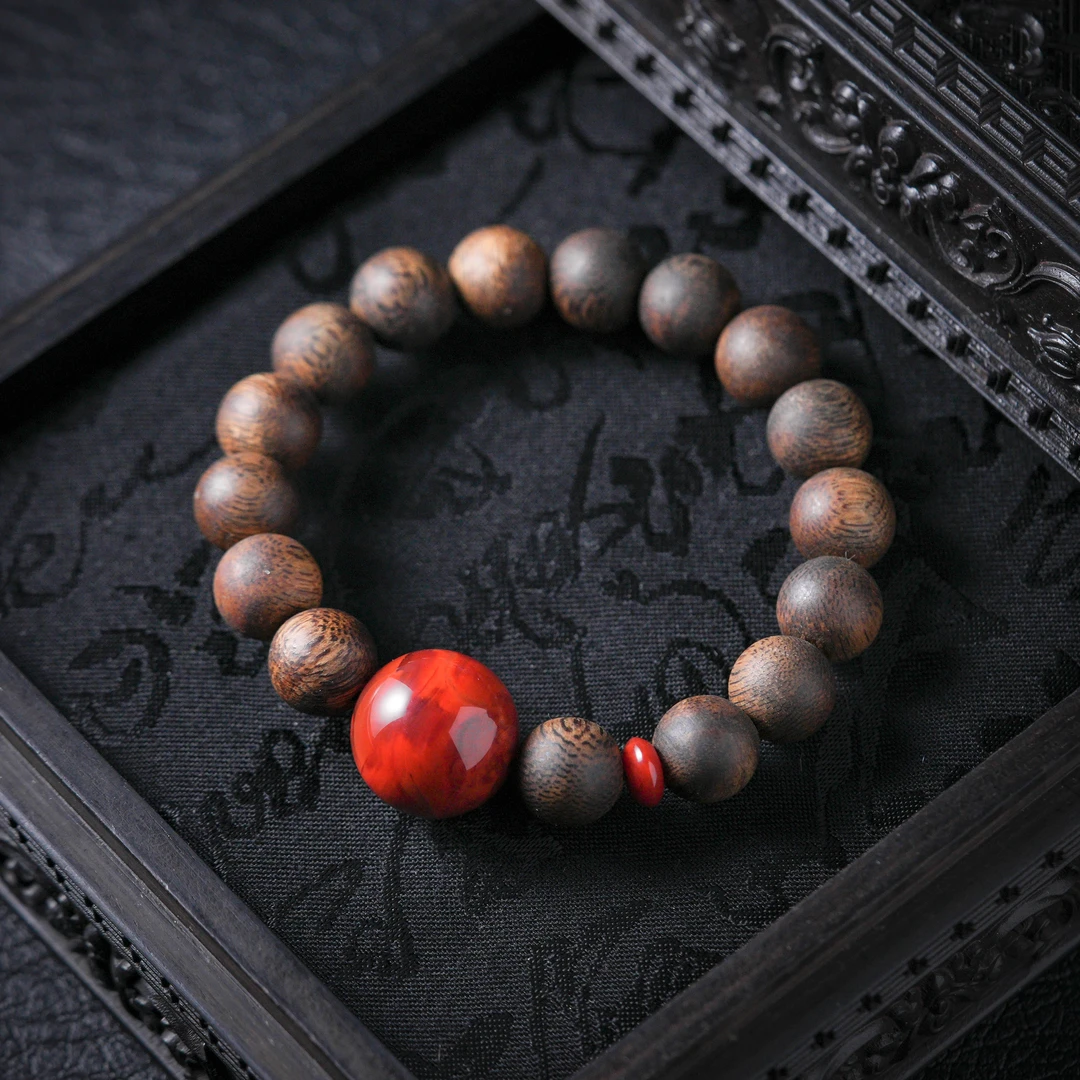 沉香【诗蓉】沉宣·高定越南沉香绿奇楠手串AS2019珠径约10mm