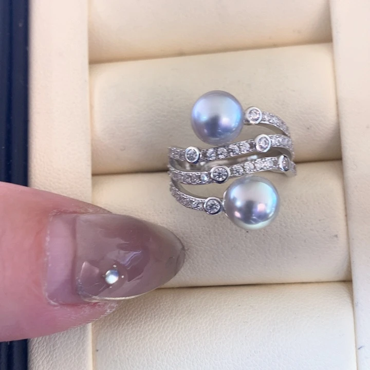 银S925镶嵌戒指海水珍珠