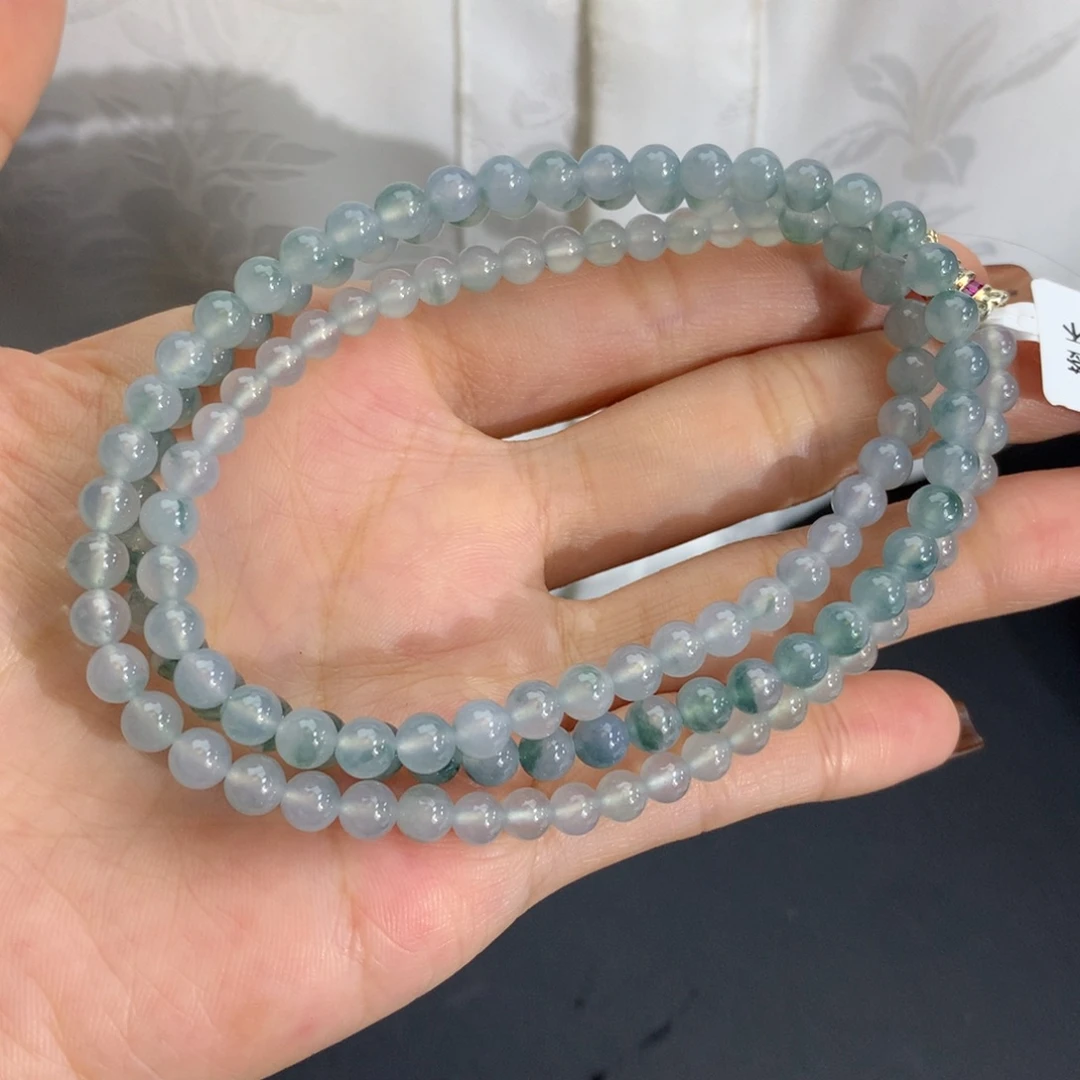 未镶嵌手串翡翠卡4.5-5冰胶蓝飘花项链